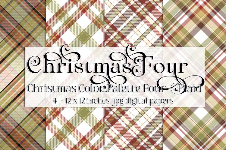 Christmas Background, Christmas Four Color Palette, Plaid s4