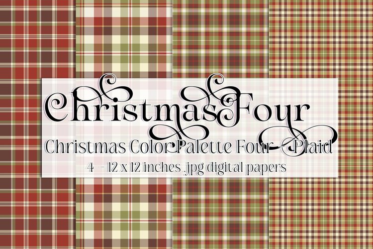 Christmas Background, Christmas Four Color Palette, Plaid s5 example image 1