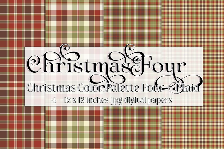 Christmas Background, Christmas Four Color Palette, Plaid s5