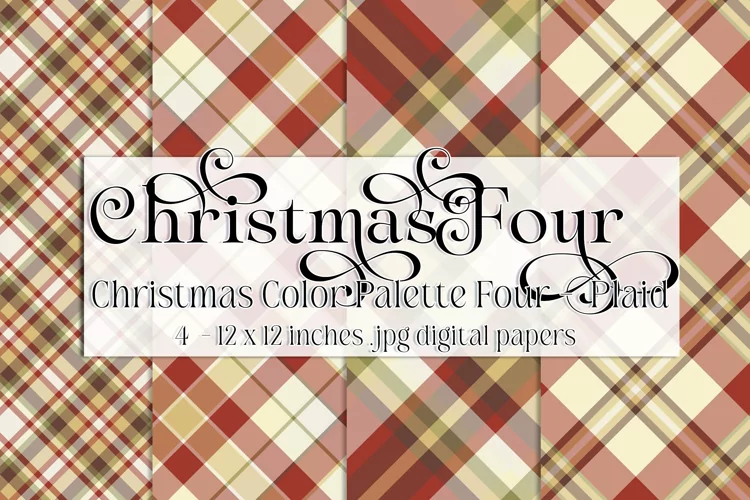 Christmas Background, Christmas Four Color Palette, Plaid s6
