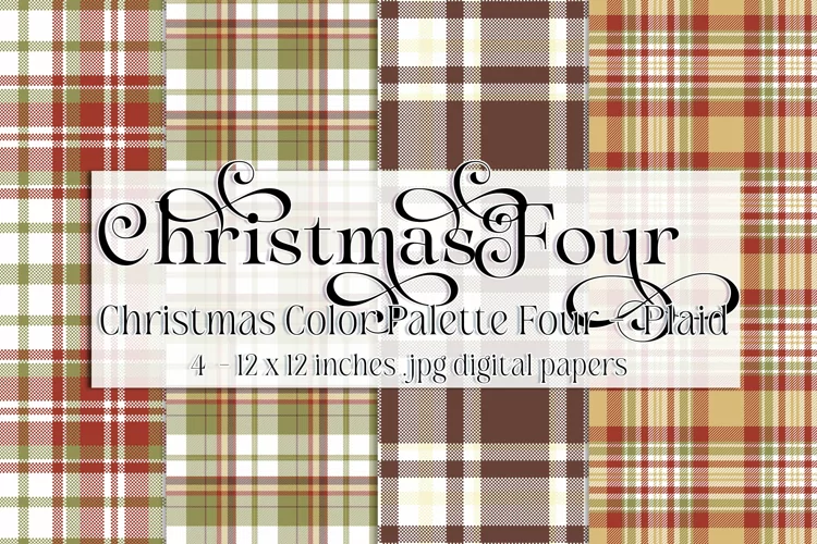 Christmas Background, Christmas Four Color Palette, Plaid s1
