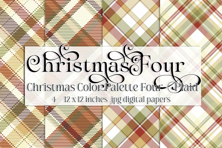 Christmas Background, Christmas Four Color Palette, Plaid s2