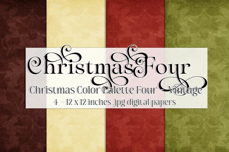 Christmas Background, Christmas Four Color Palette, Vintage