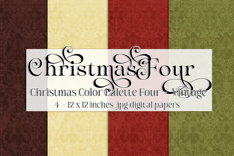 Christmas Background, Christmas Four Color Palette, Vintage
