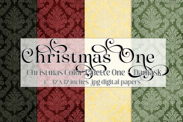 Christmas Background, Christmas One Color Palette, Damask