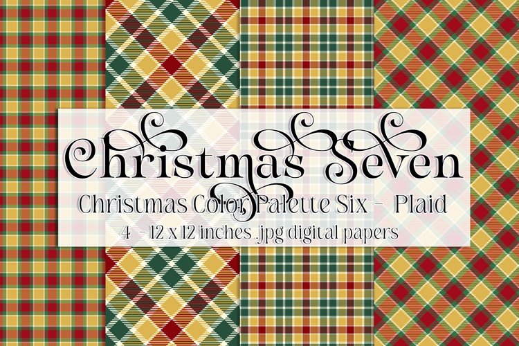 Christmas Background, Christmas Seven Color Palette, Plaid 3 example image 1