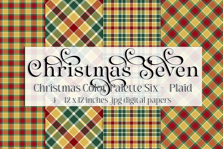 Christmas Background, Christmas Seven Color Palette, Plaid 3
