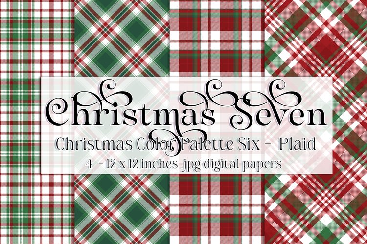 Christmas Background, Christmas Seven Color Palette, Plaid 5 example image 1