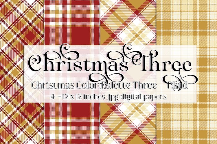 Christmas Background, Christmas Three Color Palette, Plaid 3 example image 1