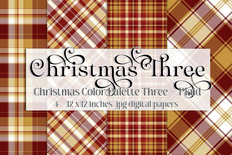 Christmas Background, Christmas Three Color Palette, Plaid 4