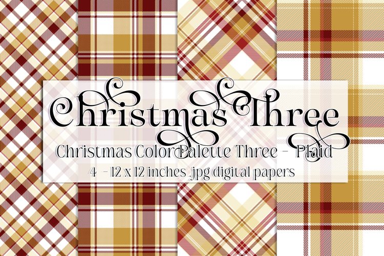 Christmas Background, Christmas Three Color Palette, Plaid 1 example image 1