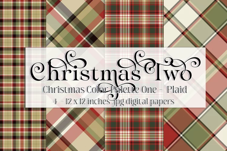 Christmas Background, Christmas Two Color Palette, Plaid s1