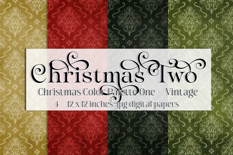 Christmas Background, Christmas Two Color Palette, Vintage 3