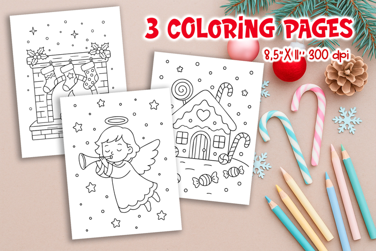 Christmas Kids Coloring Pages | Angel Fireplace House