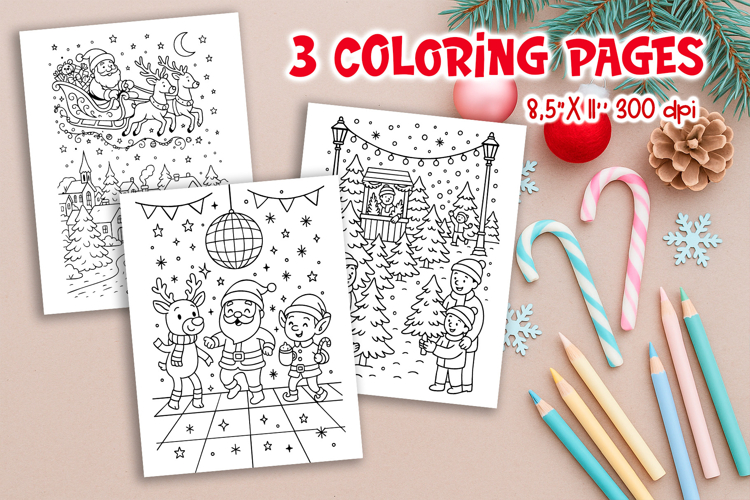 Christmas Kids Coloring Pages | Santa Dance Fun