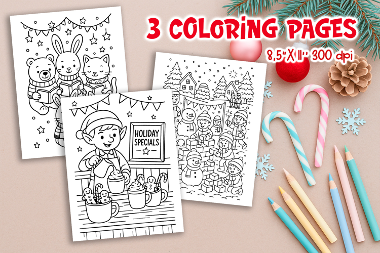 Christmas Kids Coloring Pages | Elf Cocoa & Carols