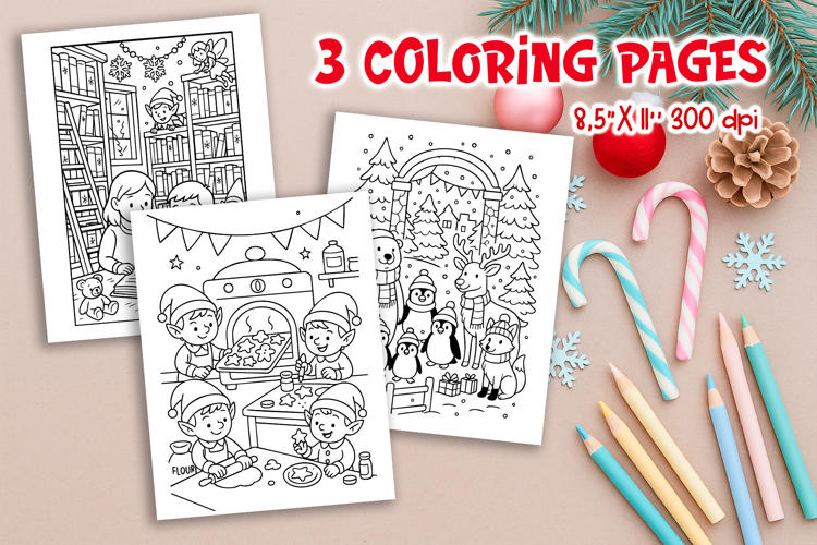 Christmas Kids Coloring Pages | Elves, Library & Zoo