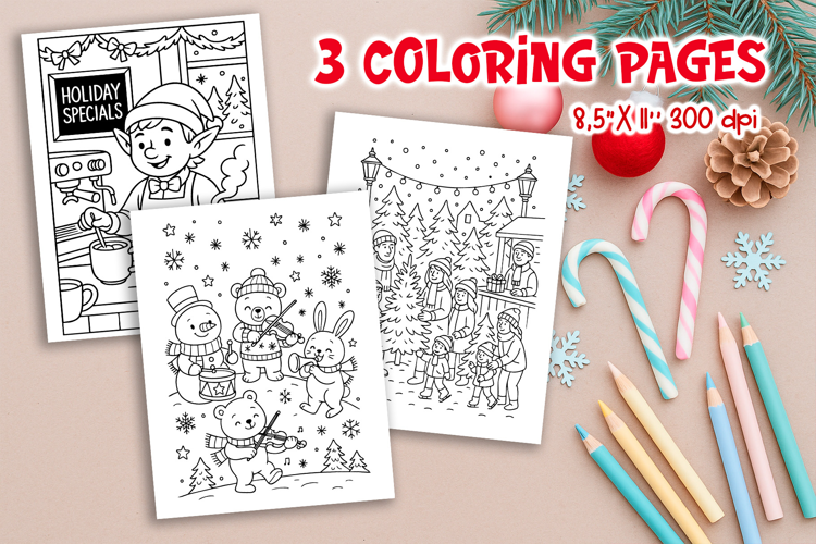 Christmas Kids Coloring Pages | Elf Cafe, Music & Market