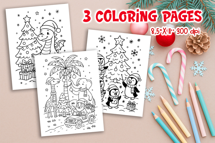 Christmas Kids Coloring Pages | Dragon Safari Penguins