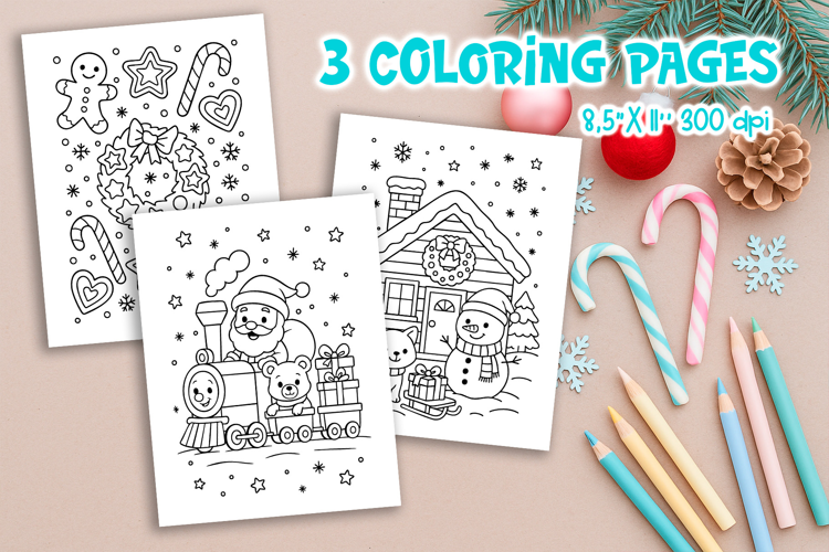 Christmas Kids Coloring Pages | Santa Train Wreath House