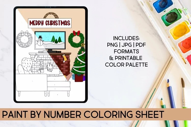 Paint by Number Christmas Coloring Sheet