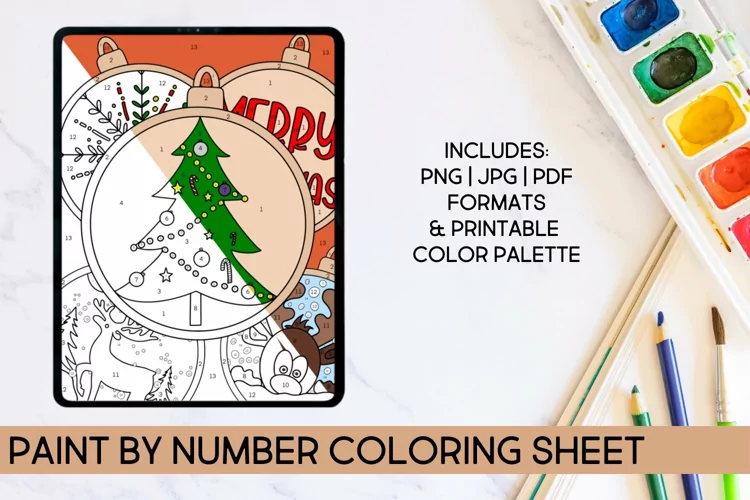 Paint by Number Christmas Coloring Sheet