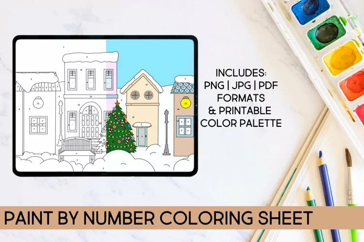 Paint by Number Christmas Coloring Sheet