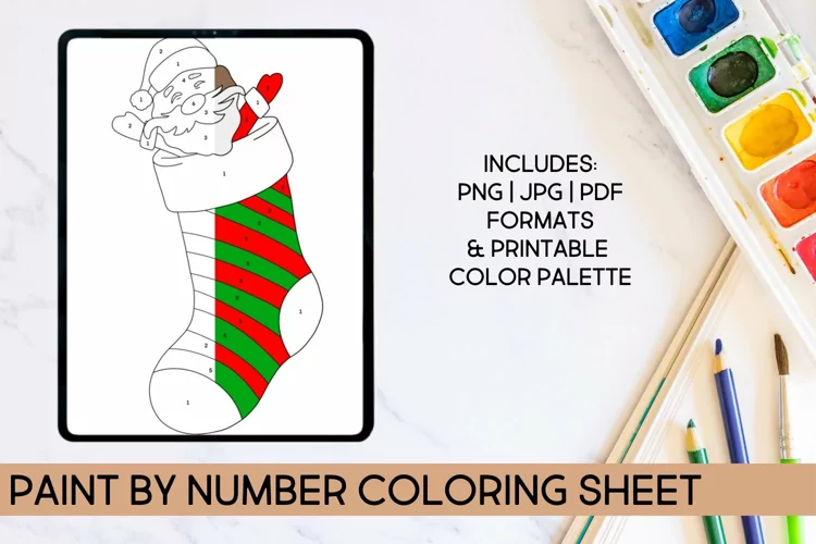 Paint by Number Christmas Coloring Sheet for Kids
