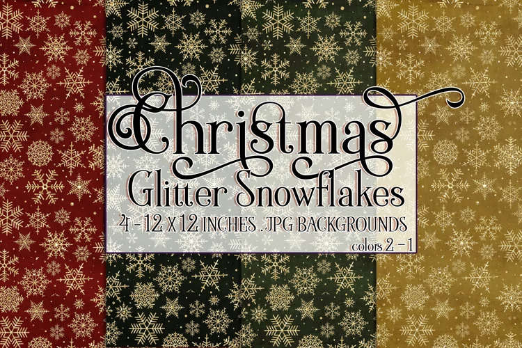 Christmas Background, 12x12 Glitter Snowflakes Backgrounds