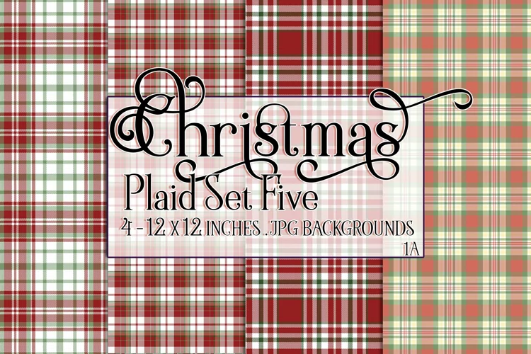 Christmas Background, 12x12 Christmas Plaid Papers, Five