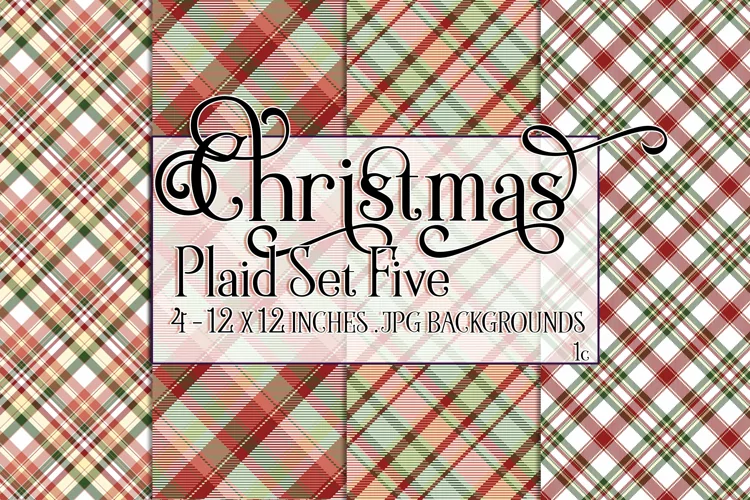 Christmas Background, 12x12 Christmas Plaid Papers, Five