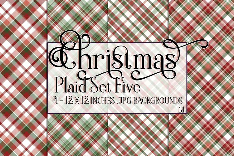 Christmas Background, 12x12 Christmas Plaid Papers, Five
