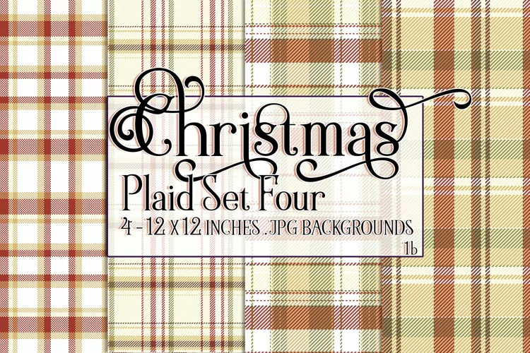 Christmas Background, 12x12 Christmas Plaid Papers, Four