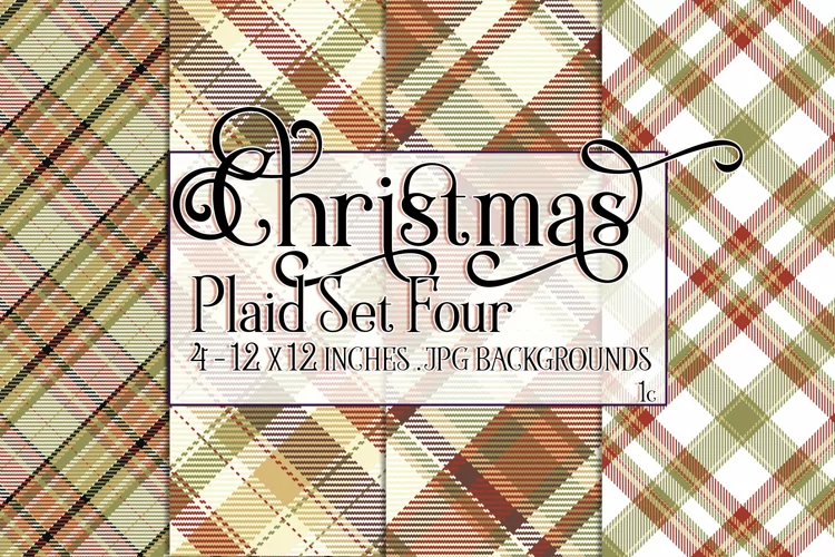 Christmas Background, 12x12 Christmas Plaid Papers, Four