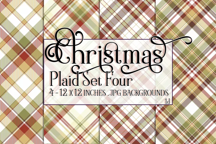Christmas Background, 12x12 Christmas Plaid Papers, Four
