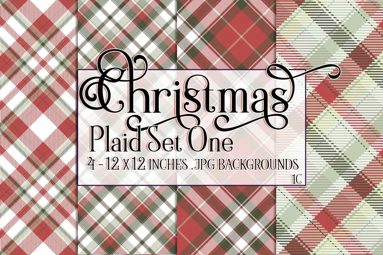 Christmas Background, 12x12 Christmas Plaid Papers, One