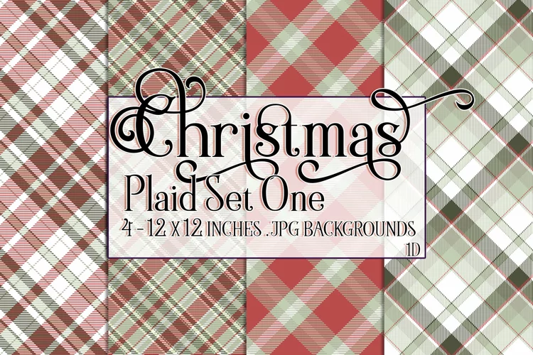 Christmas Background, 12x12 Christmas Plaid Papers, One