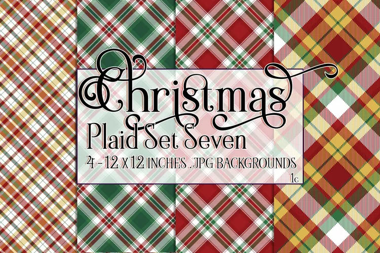 Christmas Background, 12x12 Christmas Plaid Papers, Seven