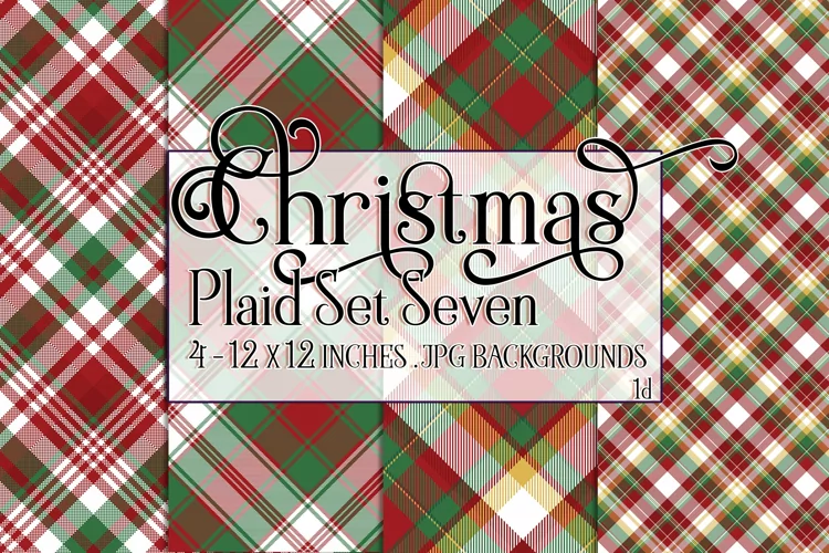 Christmas Background, 12x12 Christmas Plaid Papers, Seven