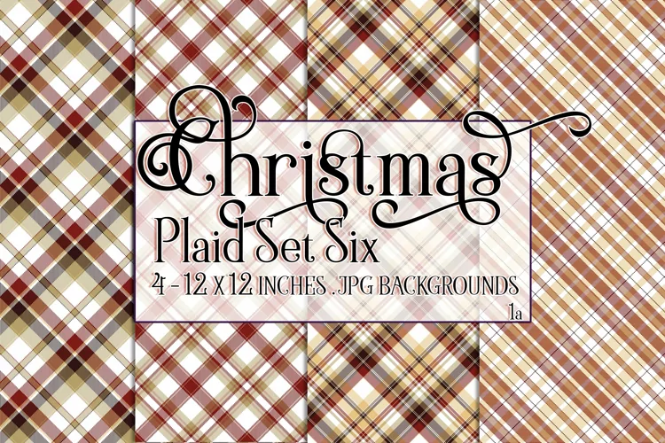 Christmas Background, 12x12 Christmas Plaid Papers, Six