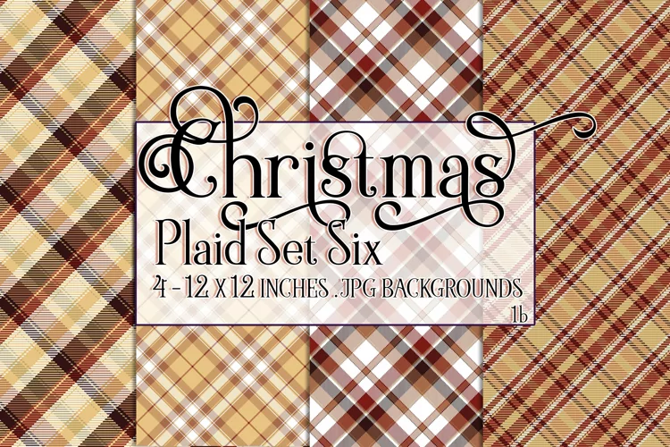 Christmas Background, 12x12 Christmas Plaid Papers, Six