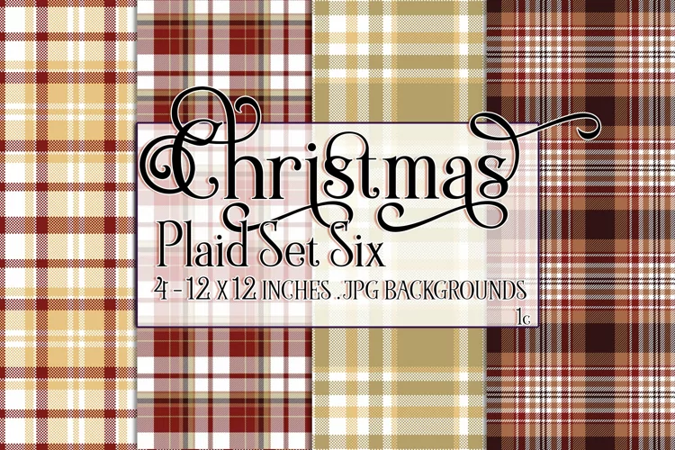Christmas Background, 12x12 Christmas Plaid Papers, Six