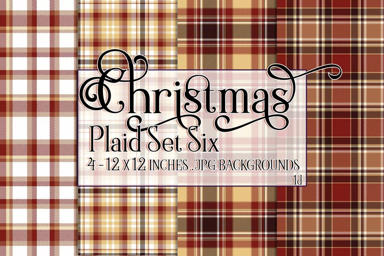 Christmas Background, 12x12 Christmas Plaid Papers, Six