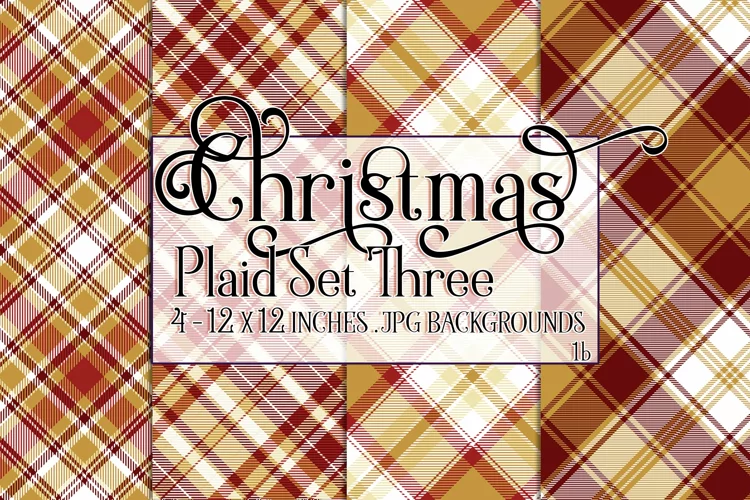 Christmas Background, 12x12 Christmas Plaid Papers, Three