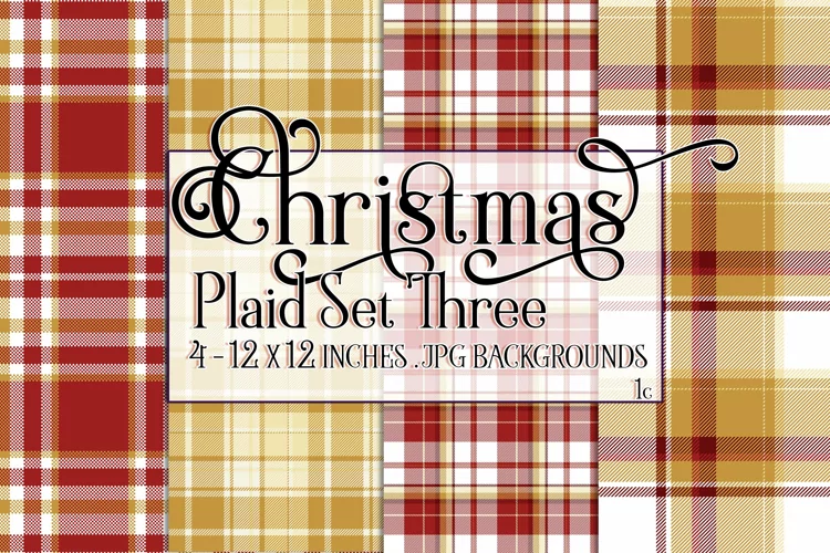 Christmas Background, 12x12 Christmas Plaid Papers, Three