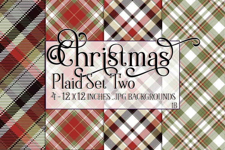 Christmas Background, 12x12 Christmas Plaid Papers, Two
