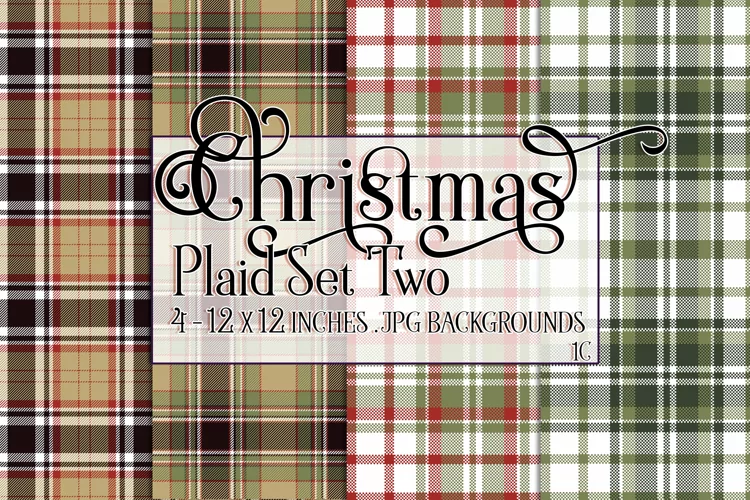 Christmas Background, 12x12 Christmas Plaid Papers, Two