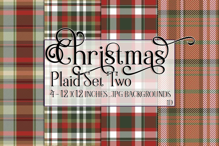 Christmas Background, 12x12 Christmas Plaid Papers, Two