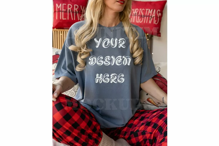 Christmas Comfort Colors 1717 mockup Blue Jean tshirt mockup