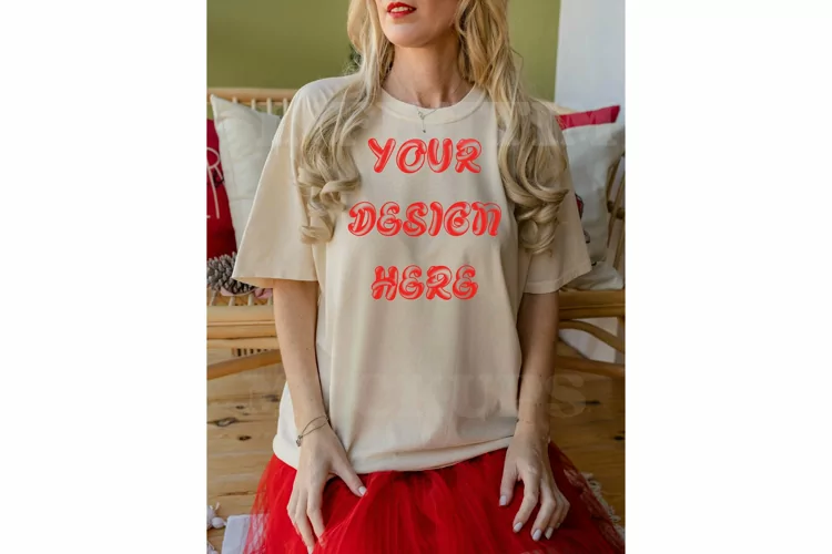 Christmas Comfort Colors 1717 mockup Ivory tshirt mockup